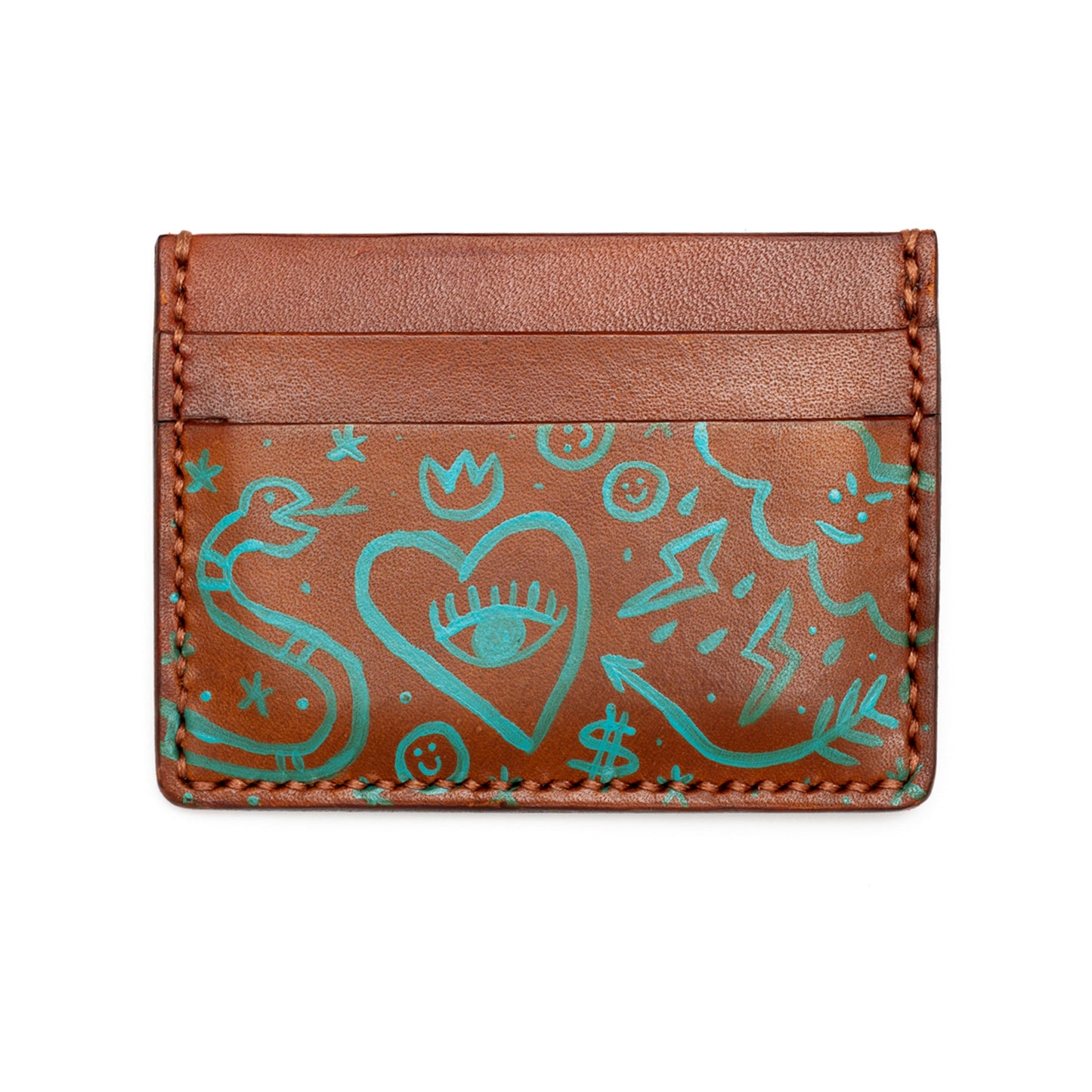 Doodles - Handmade Leather Card Case
