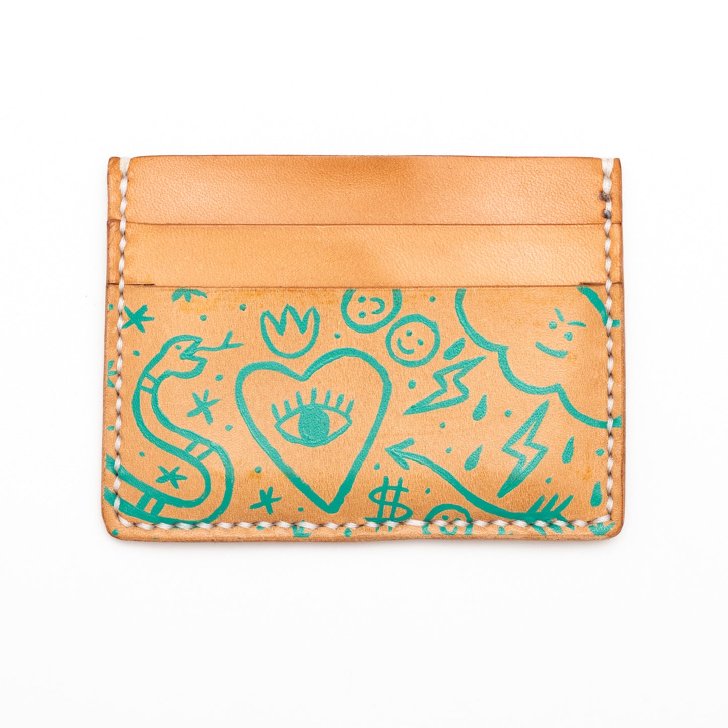 Doodles - Handmade Leather Card Case