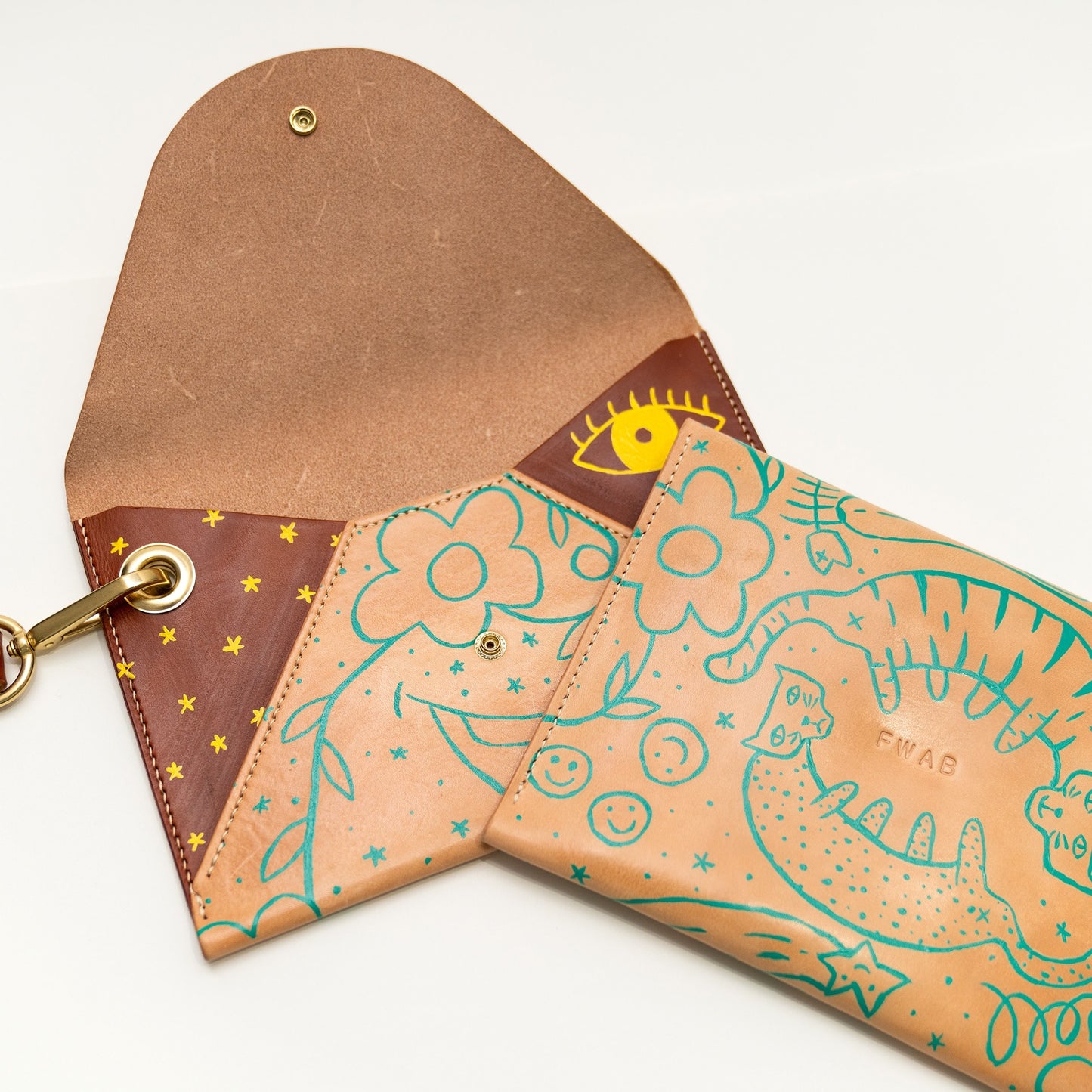 Doodles #1 - Handmade Leather Clutch